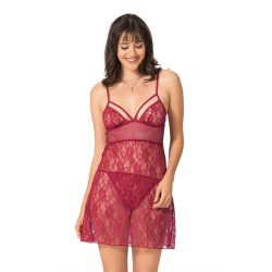 Aria's Closet Bordo Kısa Tül Gecelik