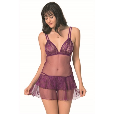 Aria's Closet Mor Kısa Tül Gecelik