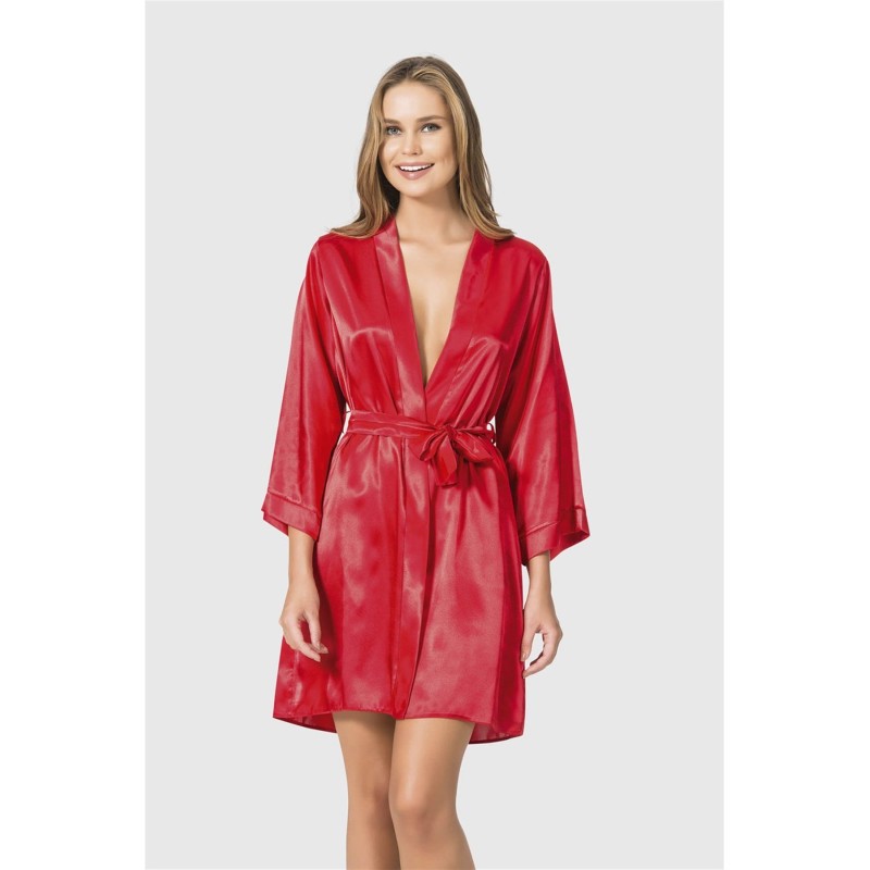 Aria's Closet Kırmızı Kısa Saten Sabahlık