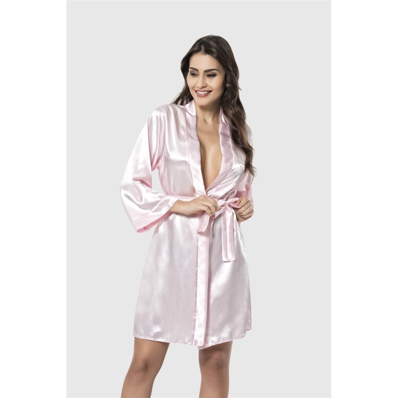 Aria's Closet Pembe Kısa Saten Sabahlık