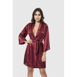 Aria's Closet Bordo Kısa Saten Sabahlık