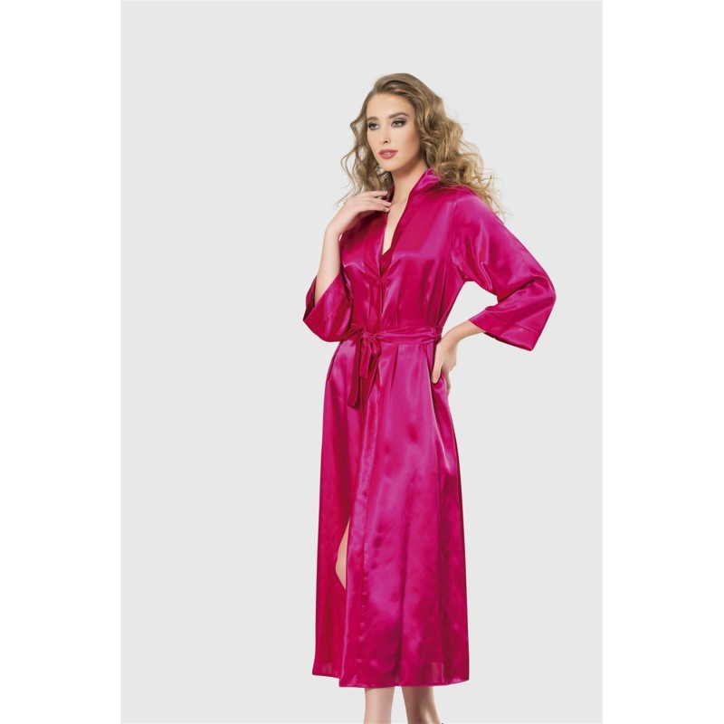 Aria's Closet Vişne Uzun Saten Sabahlık