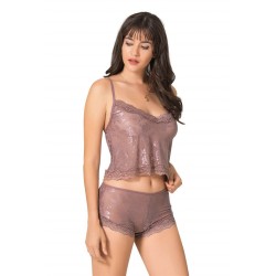 Aria's Closet Vizon Jakarlı Babydoll Şort Takımı