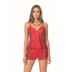 Aria's Closet Kırmızı Saten Babydoll Şort Takımı