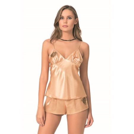 Aria's Closet Gold Saten Babydoll Şort Takımı