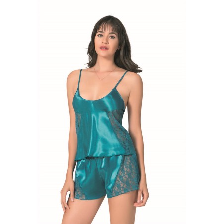 Aria's Closet Petrol Saten Babydoll Şort Takımı