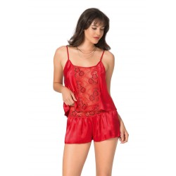 Aria's Closet Kırmızı Saten Babydoll Şort Takımı