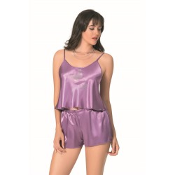 Aria's Closet Lila Saten Babydoll Şort Takımı