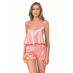 Aria's Closet Mercan Saten Babydoll Şort Takımı