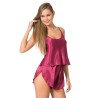 Aria's Closet Bordo Saten Babydoll Şort Takımı