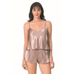 Aria's Closet Vizon Saten Babydoll Şort Takımı