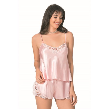 Aria's Closet Somon Saten Babydoll Şort Takımı