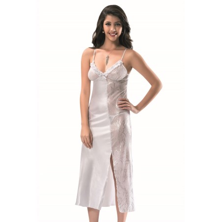 Aria's Closet Beyaz Uzun Saten Gecelik