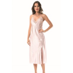 Aria's Closet Pembe Uzun Saten Gecelik
