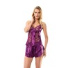 Aria's Closet Mor Saten Gecelik Babydoll Şort Takım