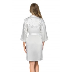 Aria's Closet Beyaz Kısa Saten Bride Sabahlık