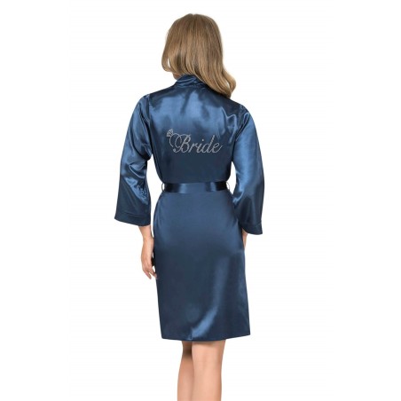 Aria's Closet Lacivert Kısa Saten Bride Sabahlık