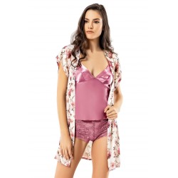 Aria's Closet Desenli Üçlü Saten Babydol Şort Takımı