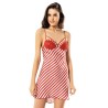 Aria's Closet Çizgili Kiremit Kısa Saten Gecelik