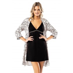 Aria's Closet Desenli Penye Saten Sabahlık Gecelik Takımı