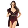 Aria's Closet Bordo Kadife Bodysuit Sabahlık Gecelik Takımı
