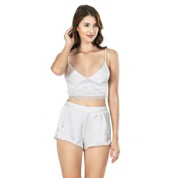 Aria's Closet Ekru Saten Büstiyerli Babydoll Şort Takımı 7662