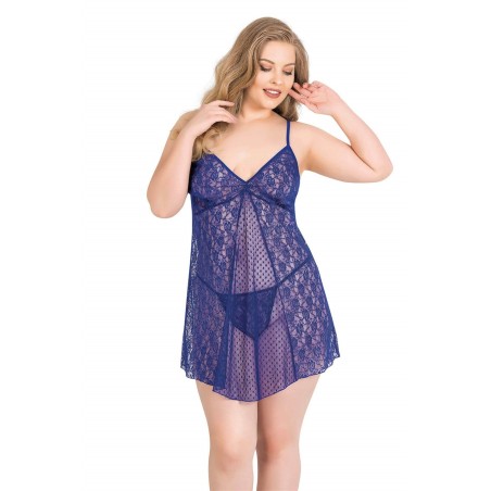 Aria's Closet Büyük Beden Saks Kısa Tül Gecelik