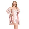 Aria's Closet Büyük Beden Pudra Kısa İkili Saten Sabahlık Gecelik Takımı