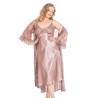 Aria's Closet Büyük Beden Vizon Uzun İkili Saten Sabahlık Gecelik Takımı