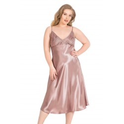 Aria's Closet Büyük Beden Vizon Uzun Saten Gecelik