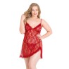 Aria's Closet Büyük Beden Kırmızı Kısa Tül Gecelik