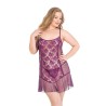Aria's Closet Büyük Beden Mor Kısa Tül Gecelik