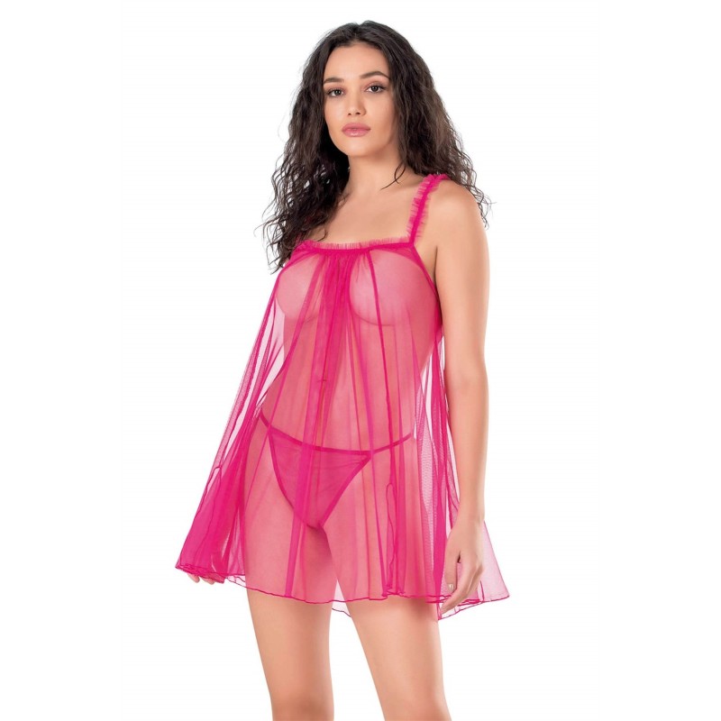 Aria's Closet Fuşya Kısa Tül Gecelik