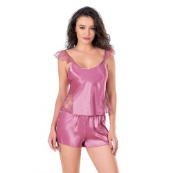 Aria's Closet Gül Kurusu Saten Babydoll Şort Takımı