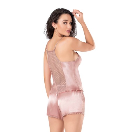 Aria's Closet Koyu Pudra Saten Babydoll Şort Takımı