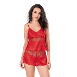 Aria's Closet Kırmızı Saten Babydoll Şort Takımı