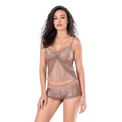 Aria's Closet Vizon Jakarlı Babydoll Şort Takımı