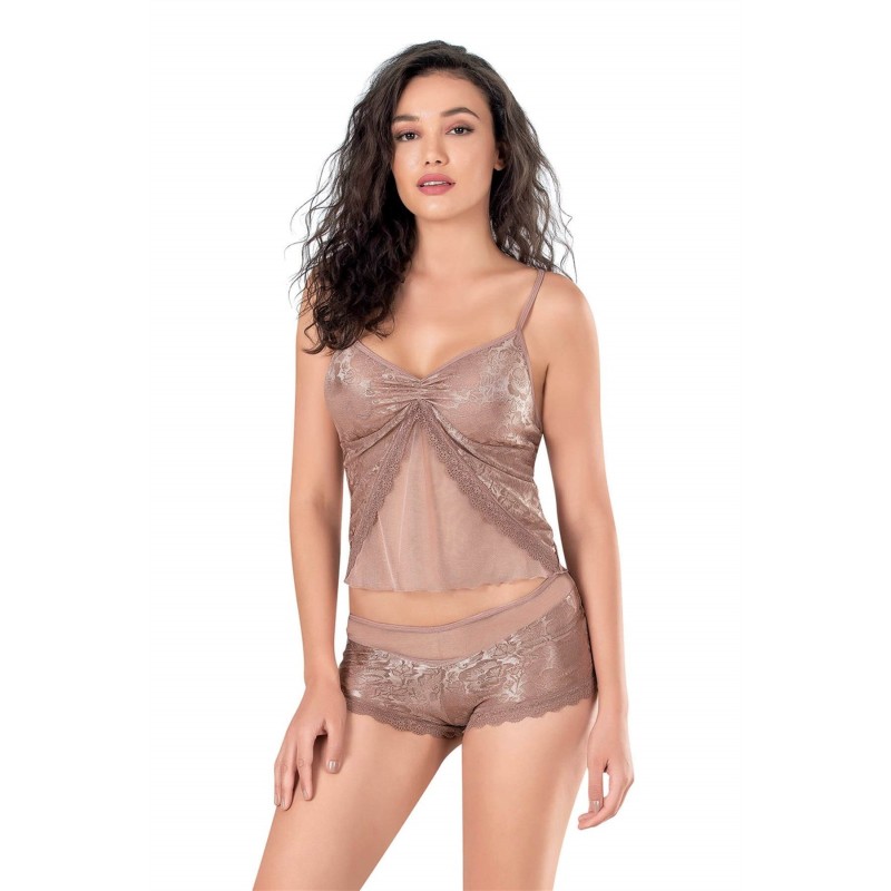 Aria's Closet Vizon Jakarlı Babydoll Şort Takımı