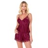 Aria's Closet Bordo Saten Babydoll Şort Takımı