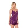 Aria's Closet Mor Saten Babydoll Şort Takımı