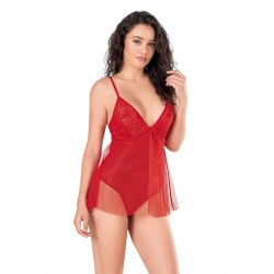 Aria's Closet Kırmızı Jakarlı Bodysuit Gecelik