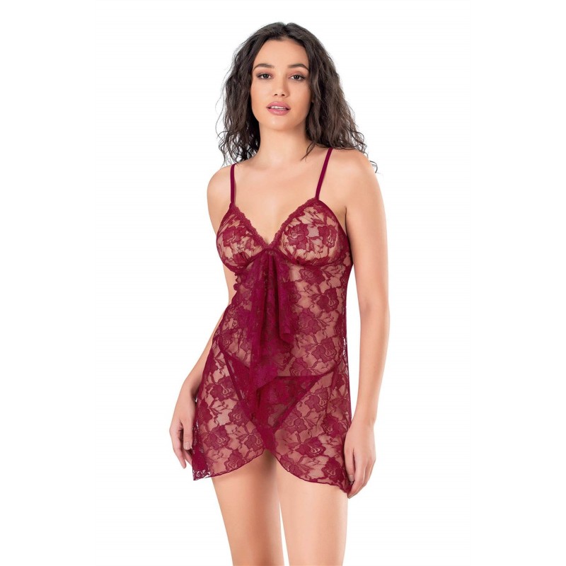 Aria's Closet Bordo Kısa Tül Gecelik