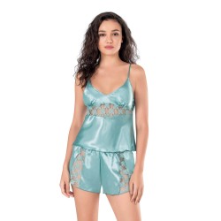Aria's Closet Aqua Saten Babydoll Şort Takımı
