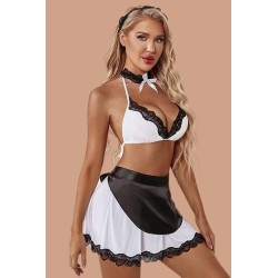 Aria's Closet Fantezi Şık Kenarları Dantel İle Süslenmiş Hizmetci Kostümü