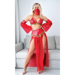 Aria's Closet Kırmızı Peçeli Seksi Dansöz Kostümü