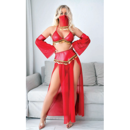 Aria's Closet Kırmızı Peçeli Seksi Dansöz Kostümü