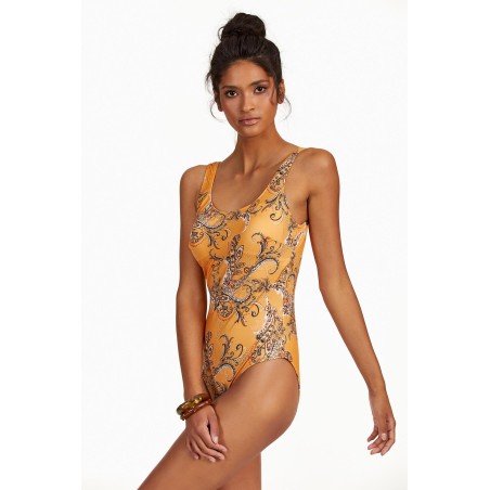 Aria's Closet Şal Desenli Yuvarlak Yaka Mayo