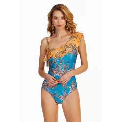 Aria's Closet Şal Desenli Tek Omuz Fırfırlı Mayo