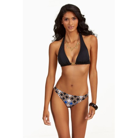 Aria's Closet Mavi Zincir Desenli Uzun Üçgen Bikini Takımı