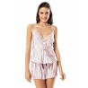 Aria's Closet Çizgili Pembe Saten Babydol Şort Takımı